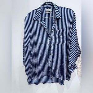 2/40$URBAN outfitters xs long sleeve bottom down shirr stripe